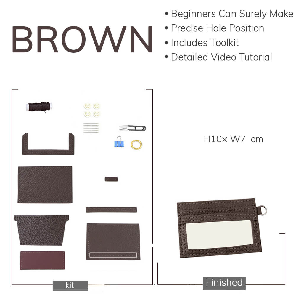 Customizable Panel Leather ID Card Holder DIY Kit – Babylon Leather - Babylon LeatherBabylon LeatherSYR71-Brown-Self-Adhesive Glue-Color-Matched & With Fabric