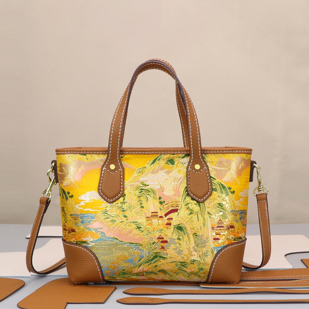 Customizable Panel Leather Tote Bag Set DIY Sewing Kit – Babylon Leather - Babylon LeatherBabylon LeatherSYR61 - Caramel - Heat - Activated Adhesive - Color - Matched & With Fabric