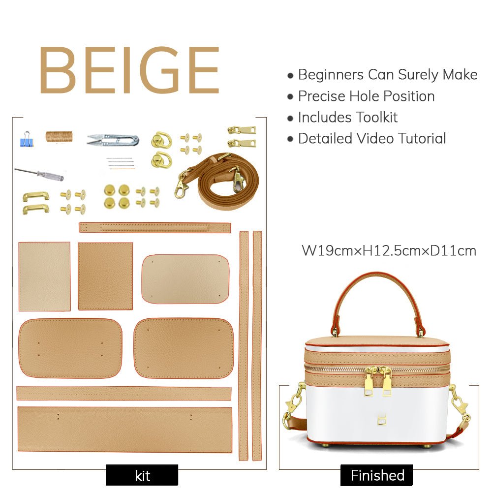 Customizable Panel Lunch Handbag DIY Leather Kit – Babylon Leather - Babylon LeatherBabylon LeatherSYR40 - Beige - Self - Adhesive Glue - Color - Matched & With Fabric