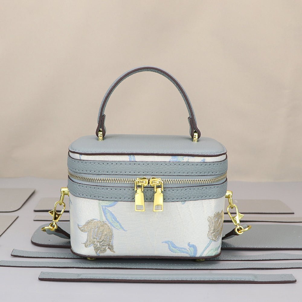 Customizable Panel Lunch Handbag DIY Leather Kit – Babylon Leather - Babylon LeatherBabylon LeatherSYR40 - Blue - Self - Adhesive Glue - Color - Matched & With Fabric