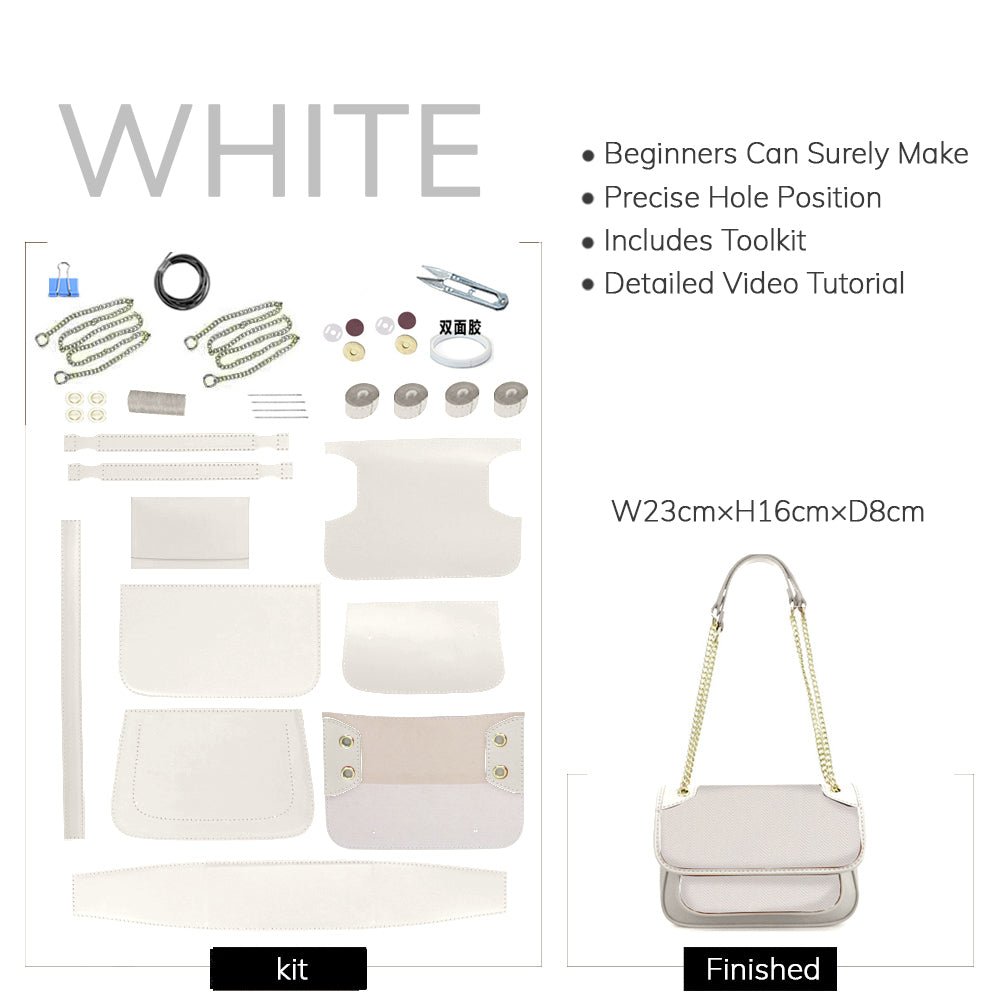 Customizable Panel Marmont Chain Shoulder Bag DIY Kit – Babylon Leather - Babylon LeatherBabylon LeatherSYR32 - White - Self - Adhesive Glue - Color - Matched & With Fabric