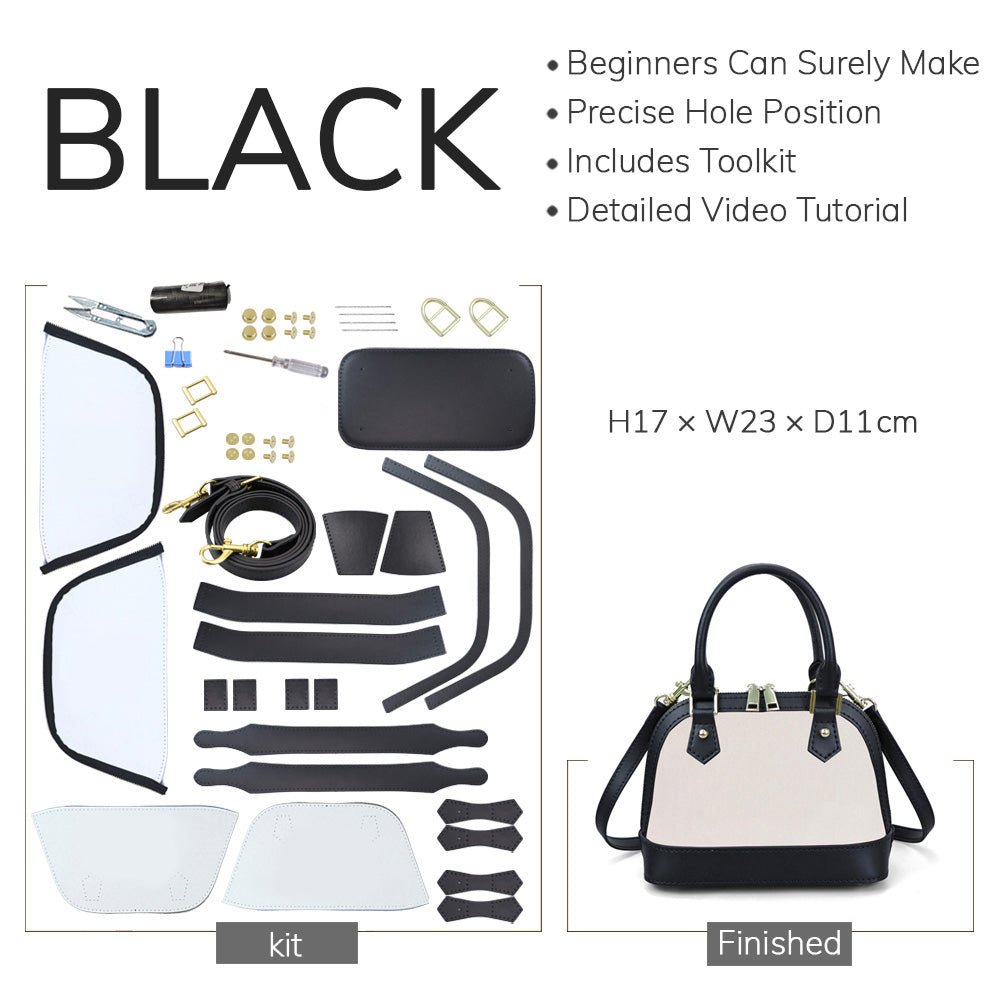 Customizable Panel Medium Alma Handbag DIY Bag Kit – Babylon Leather - Babylon LeatherBabylon LeatherSYR42 - Black - Self - Adhesive Glue - Color - Matched & With Fabric