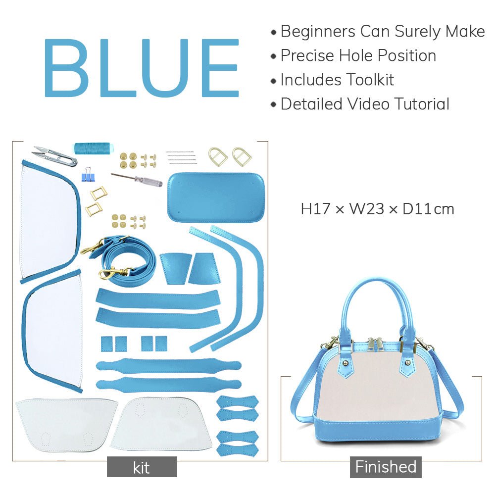 Customizable Panel Medium Alma Handbag DIY Bag Kit – Babylon Leather - Babylon LeatherBabylon LeatherSYR42 - Blue - Self - Adhesive Glue - Color - Matched & With Fabric