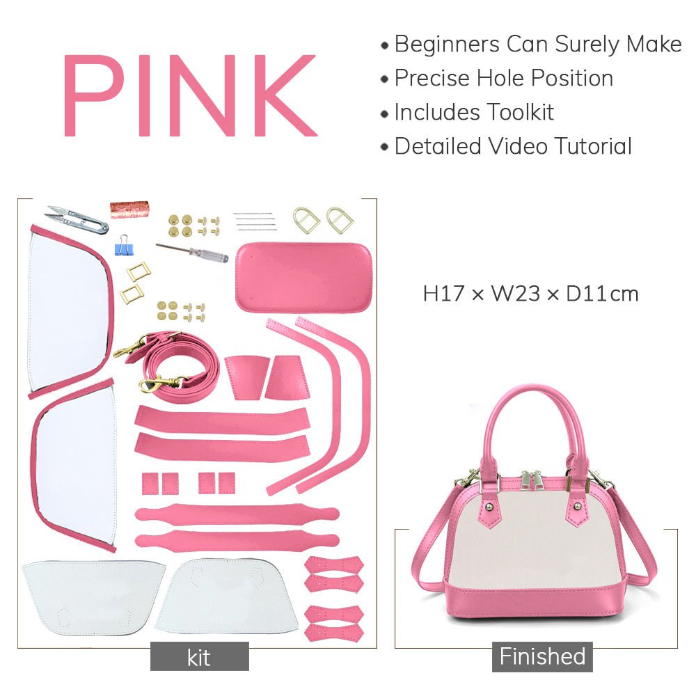 Customizable Panel Medium Alma Handbag DIY Bag Kit – Babylon Leather - Babylon LeatherBabylon LeatherSYR42 - Pink - Self - Adhesive Glue - Color - Matched & With Fabric