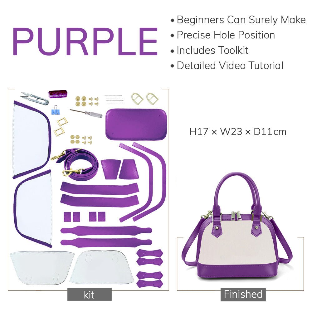 Customizable Panel Medium Alma Handbag DIY Bag Kit – Babylon Leather - Babylon LeatherBabylon LeatherSYR42 - Purple - Self - Adhesive Glue - Color - Matched & With Fabric
