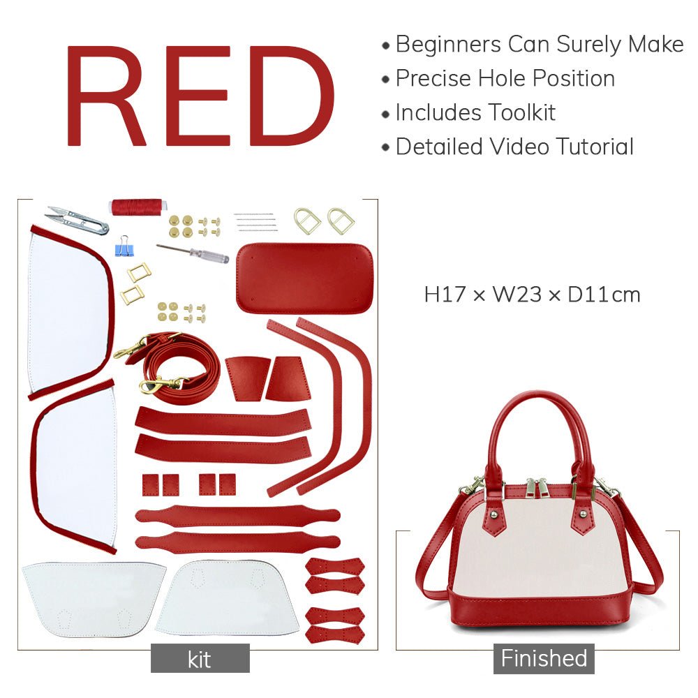 Customizable Panel Medium Alma Handbag DIY Bag Kit – Babylon Leather - Babylon LeatherBabylon LeatherSYR42 - Red - Self - Adhesive Glue - Color - Matched & With Fabric