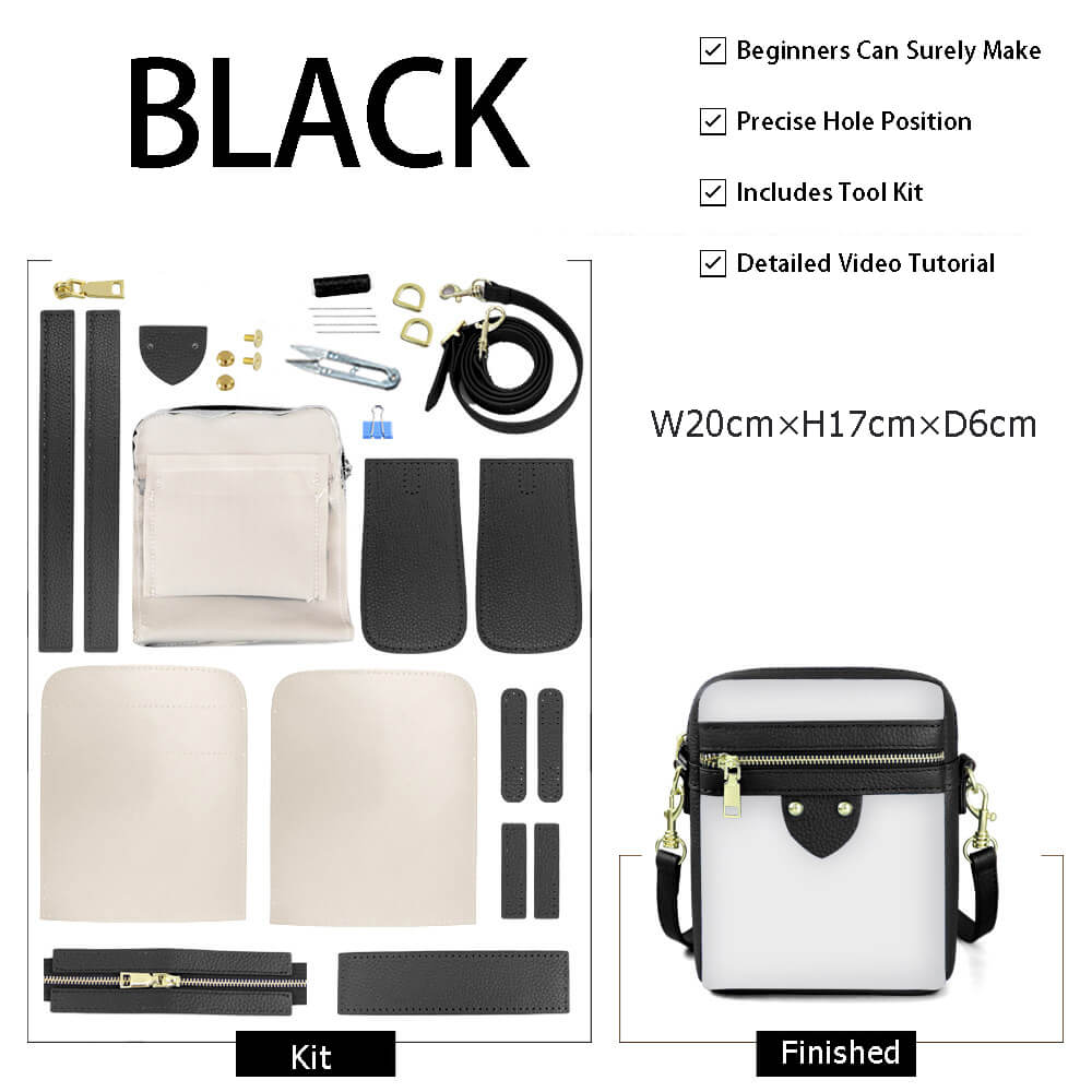 Customizable Panel Men's Business Shoulder Bag DIY Kit – Babylon Leather - Babylon LeatherBabylon LeatherSYR59-Black-Heat-Activated Adhesive-Color-Matched & With Fabric