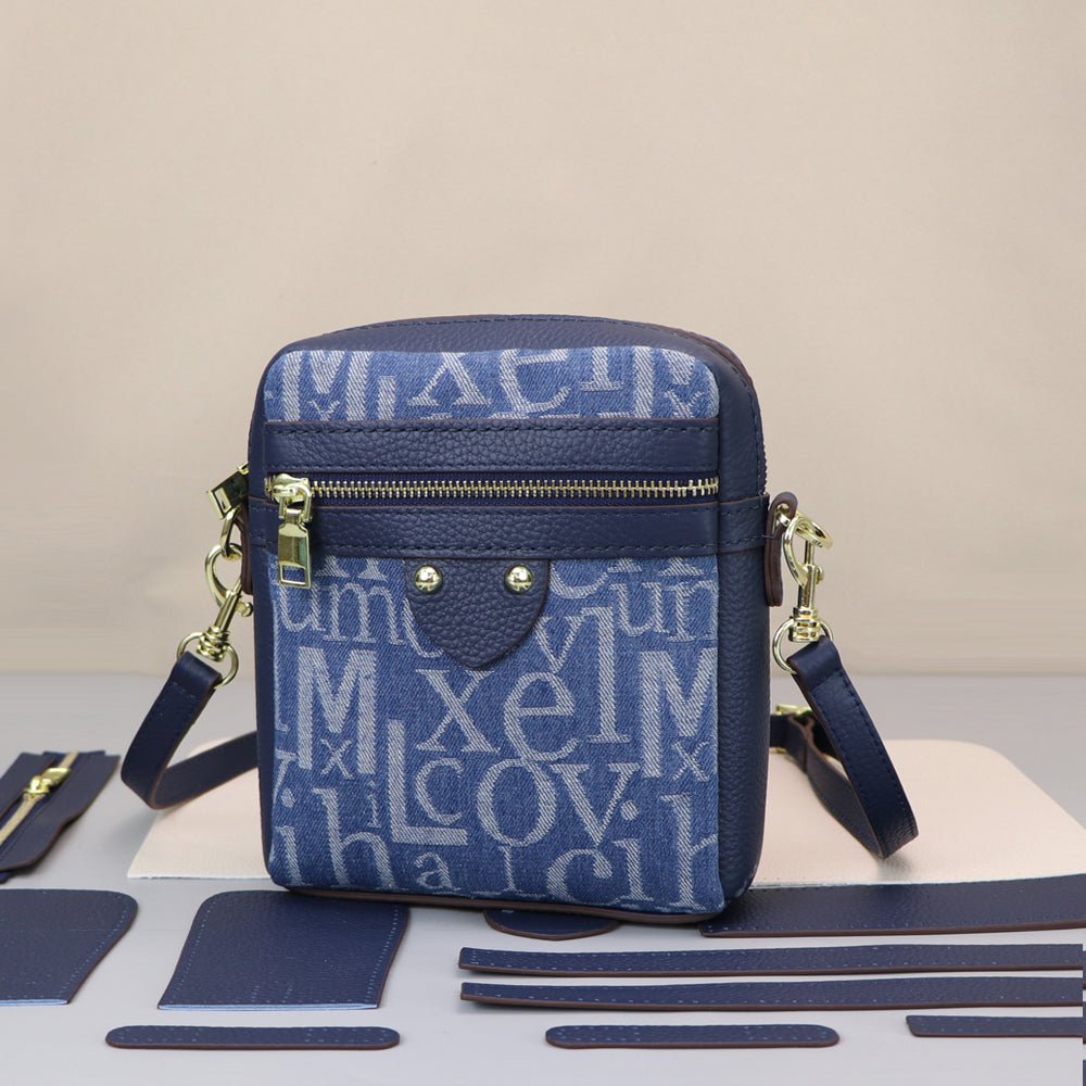 Customizable Panel Men's Business Shoulder Bag DIY Kit – Babylon Leather - Babylon LeatherBabylon LeatherSYR59 - Blue - Heat - Activated Adhesive - Color - Matched & With Fabric