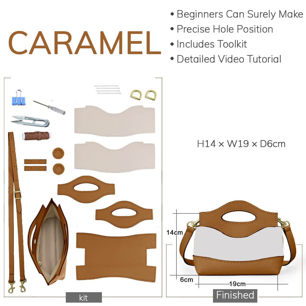 Customizable Panel Nano Top Handle Bag DIY Kit – Babylon Leather - Babylon LeatherBabylon LeatherSYR64-Caramel-Heat-Activated Adhesive-Color-Matched & With Fabric