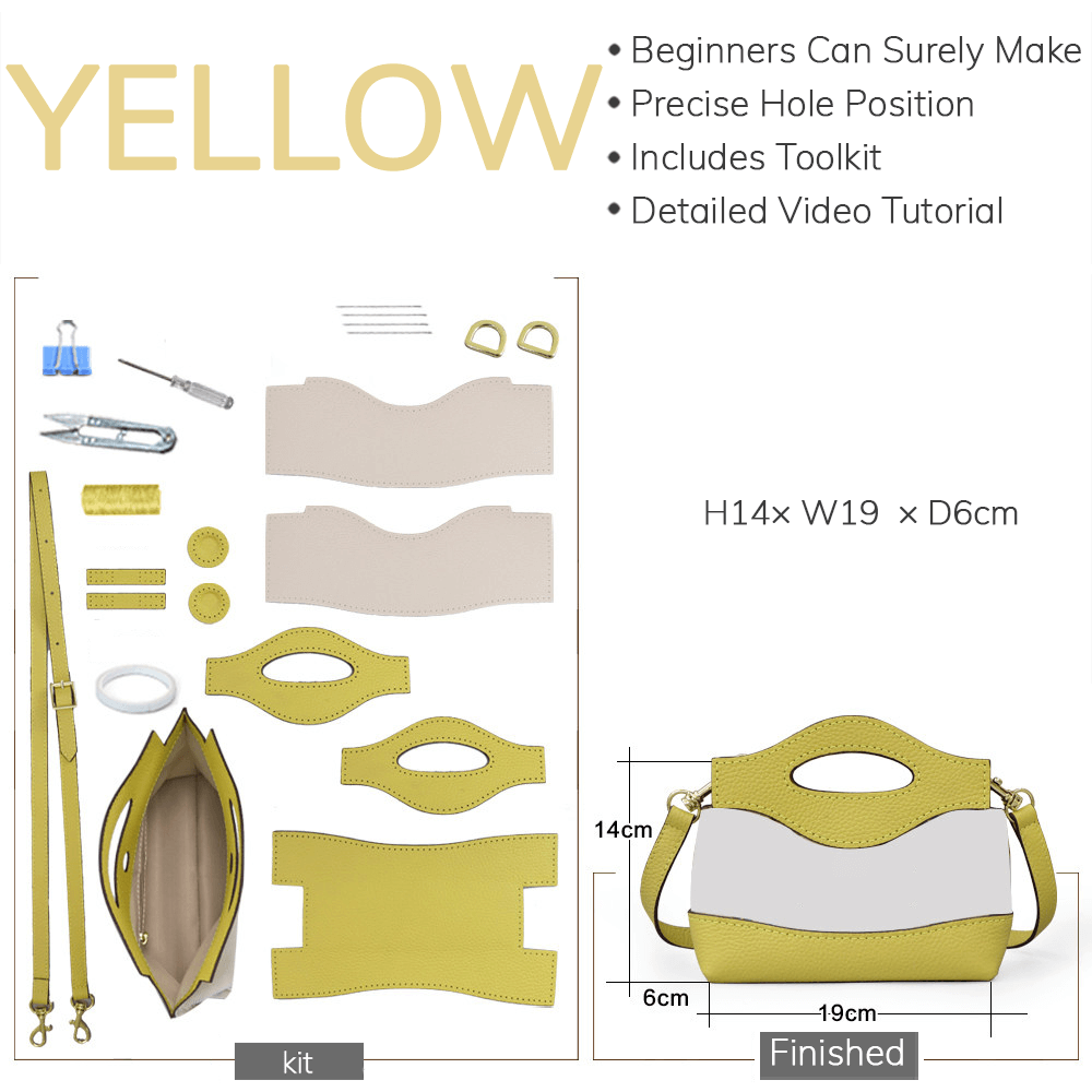 Customizable Panel Nano Top Handle Bag DIY Kit – Babylon Leather - Babylon LeatherBabylon LeatherSYR64-Yellow-Heat-Activated Adhesive-Color-Matched & With Fabric