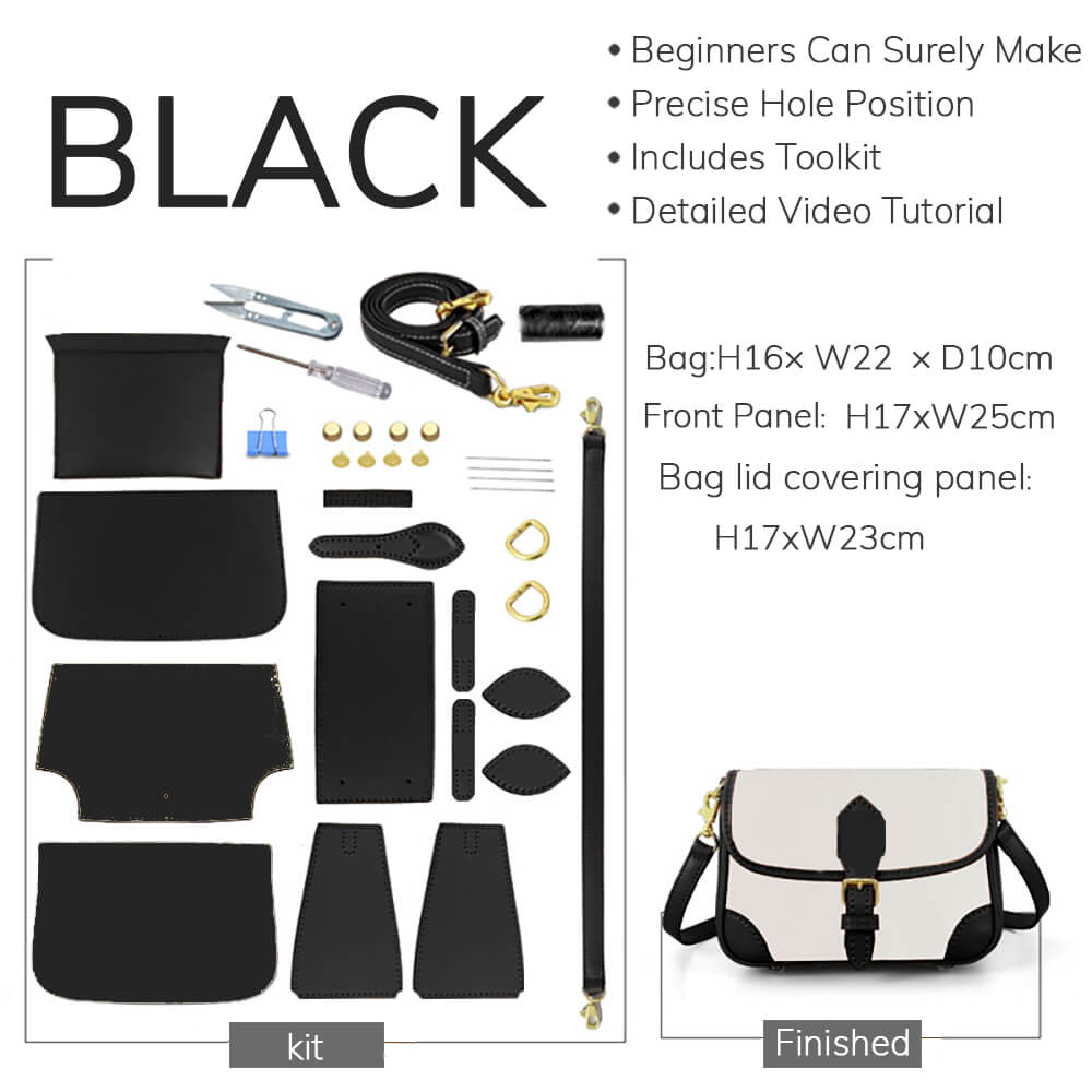 Customizable Panel Saddle Crossbody Bag DIY Kit – Babylon Leather - Babylon LeatherBabylon LeatherSYR19 - Black - Large & Self - Adhesive Glue - Color - Matched & With Fabric