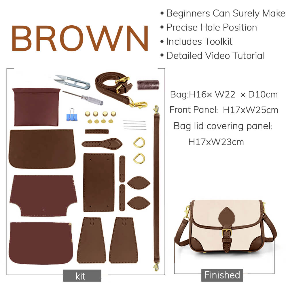 Customizable Panel Saddle Crossbody Bag DIY Kit – Babylon Leather - Babylon LeatherBabylon LeatherSYR19 - Brown - Large & Self - Adhesive Glue - Color - Matched & With Fabric