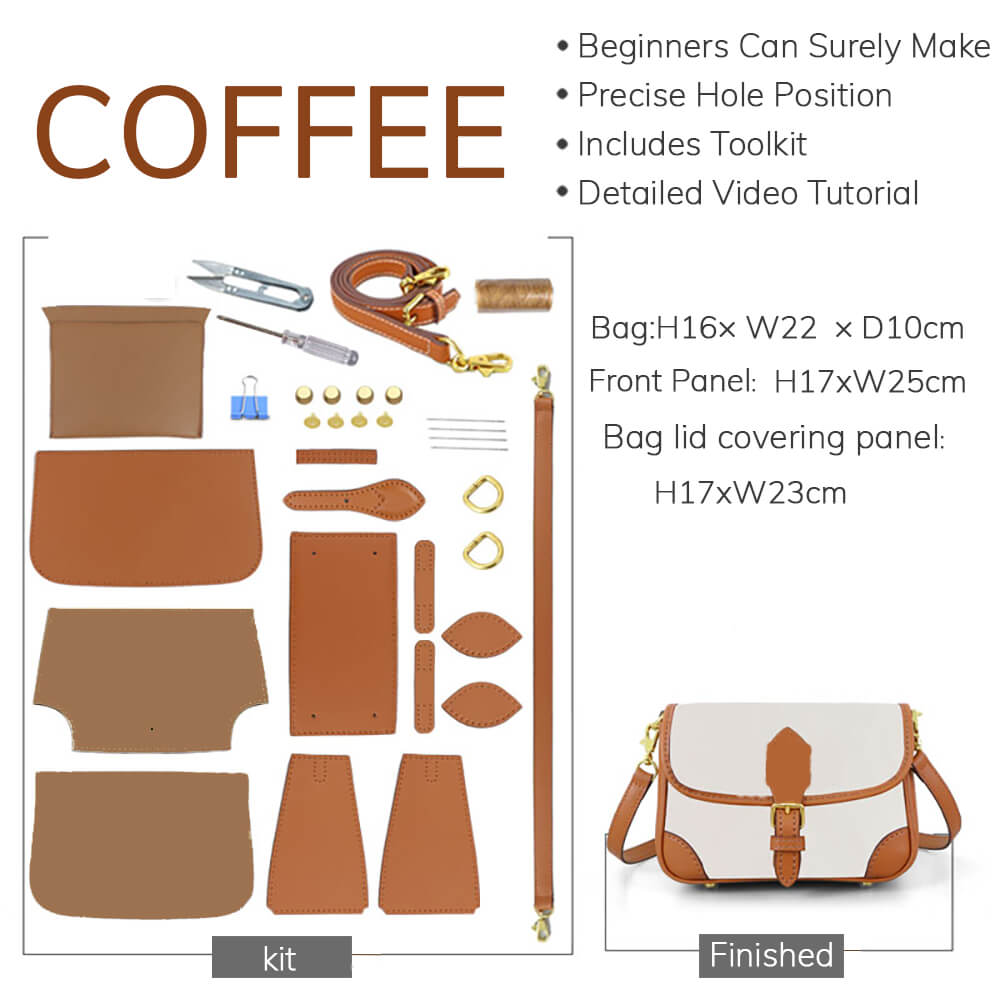Customizable Panel Saddle Crossbody Bag DIY Kit – Babylon Leather - Babylon LeatherBabylon LeatherSYR19 - Coffee - Large & Self - Adhesive Glue - Color - Matched & With Fabric