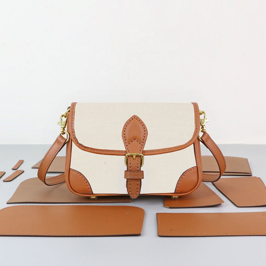 Customizable Panel Saddle Crossbody Bag DIY Kit – Babylon Leather - Babylon LeatherBabylon LeatherSYR19 - Coffee - Large & Self - Adhesive Glue - Color - Matched & With Fabric