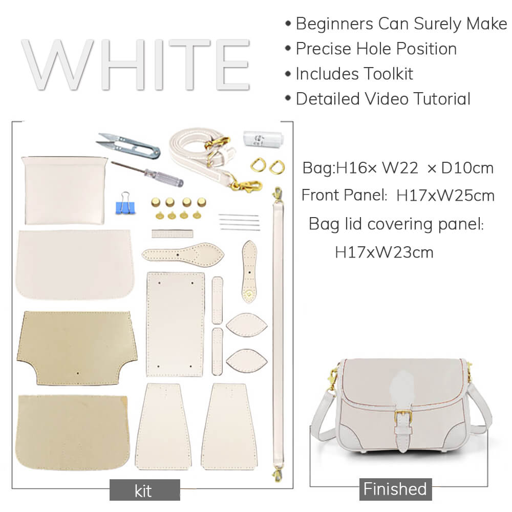 Customizable Panel Saddle Crossbody Bag DIY Kit – Babylon Leather - Babylon LeatherBabylon LeatherSYR19 - White - Large & Self - Adhesive Glue - Color - Matched & With Fabric