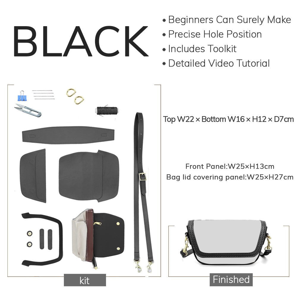 Customizable Panel Saddle Shoulder Crossbody Bag Kit – Babylon Leather - Babylon LeatherBabylon LeatherSYR55 - Black - Self - Adhesive Glue - Color - Matched & With Fabric