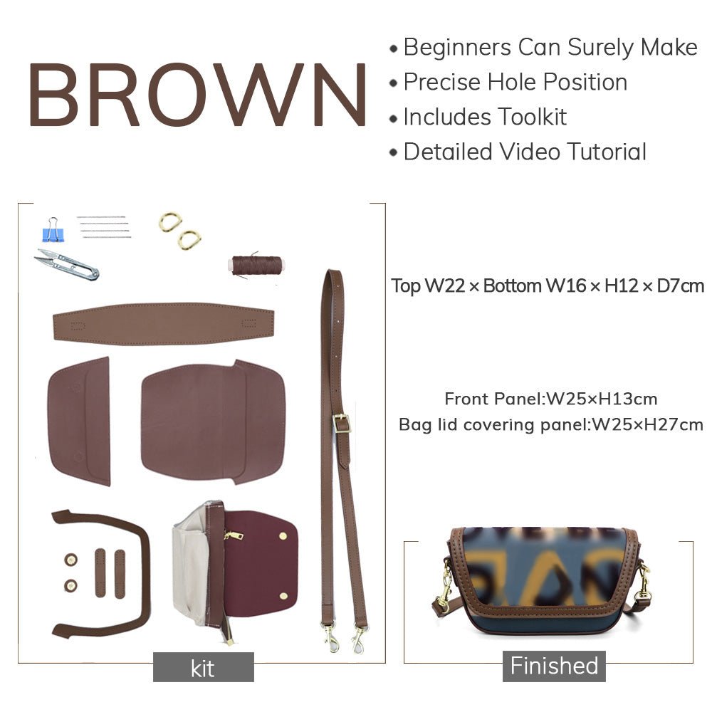 Customizable Panel Saddle Shoulder Crossbody Bag Kit – Babylon Leather - Babylon LeatherBabylon LeatherSYR55 - Brown - Self - Adhesive Glue - Color - Matched & With Fabric
