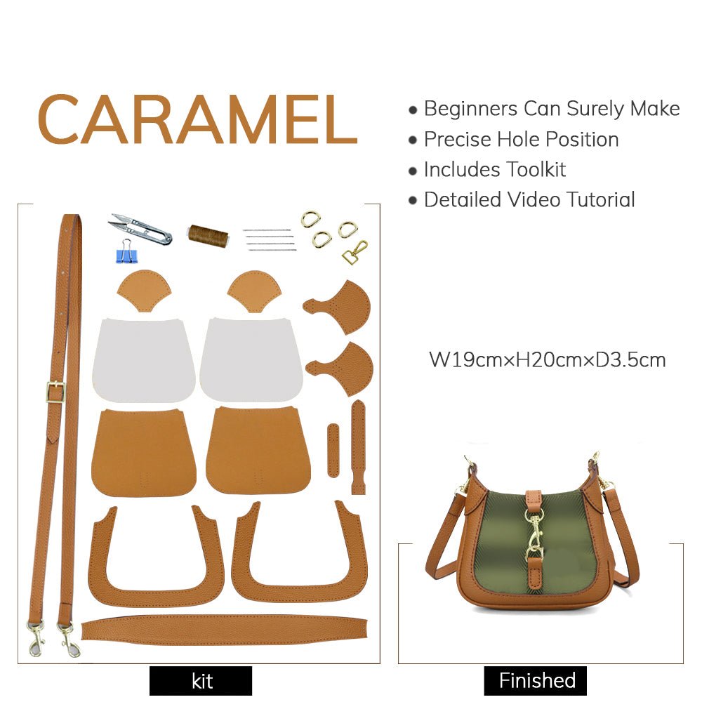 Customizable Panel Shoulder Crossbody Saddle Bag DIY Kit – Babylon Leather - Babylon LeatherBabylon LeatherSYR49 - Caramel - Self - Adhesive Glue - Color - Matched & With Fabric