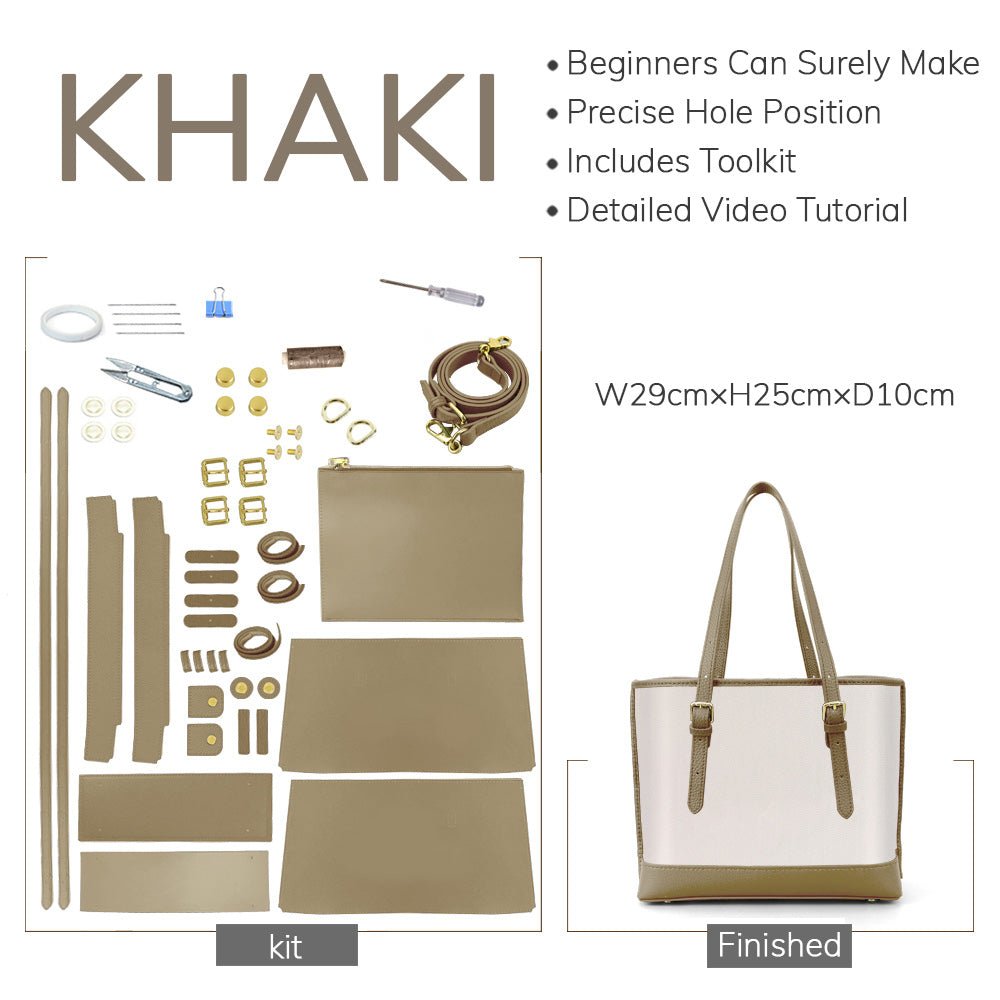 Customizable Panel Shoulder Tote Bag DIY Kit – Babylon Leather - Babylon LeatherBabylon LeatherSYR35 - Khaki - Heat - Activated Adhesive - Color - Matched