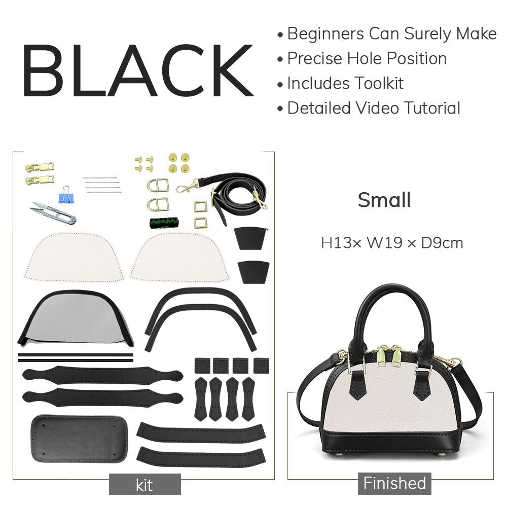 Customizable Panel Small Alma Handbag DIY Bag Kit – Babylon Leather - Babylon LeatherBabylon LeatherSYR43 - Black - Small & Self - Adhesive Glue - Color - Matched & With Fabric