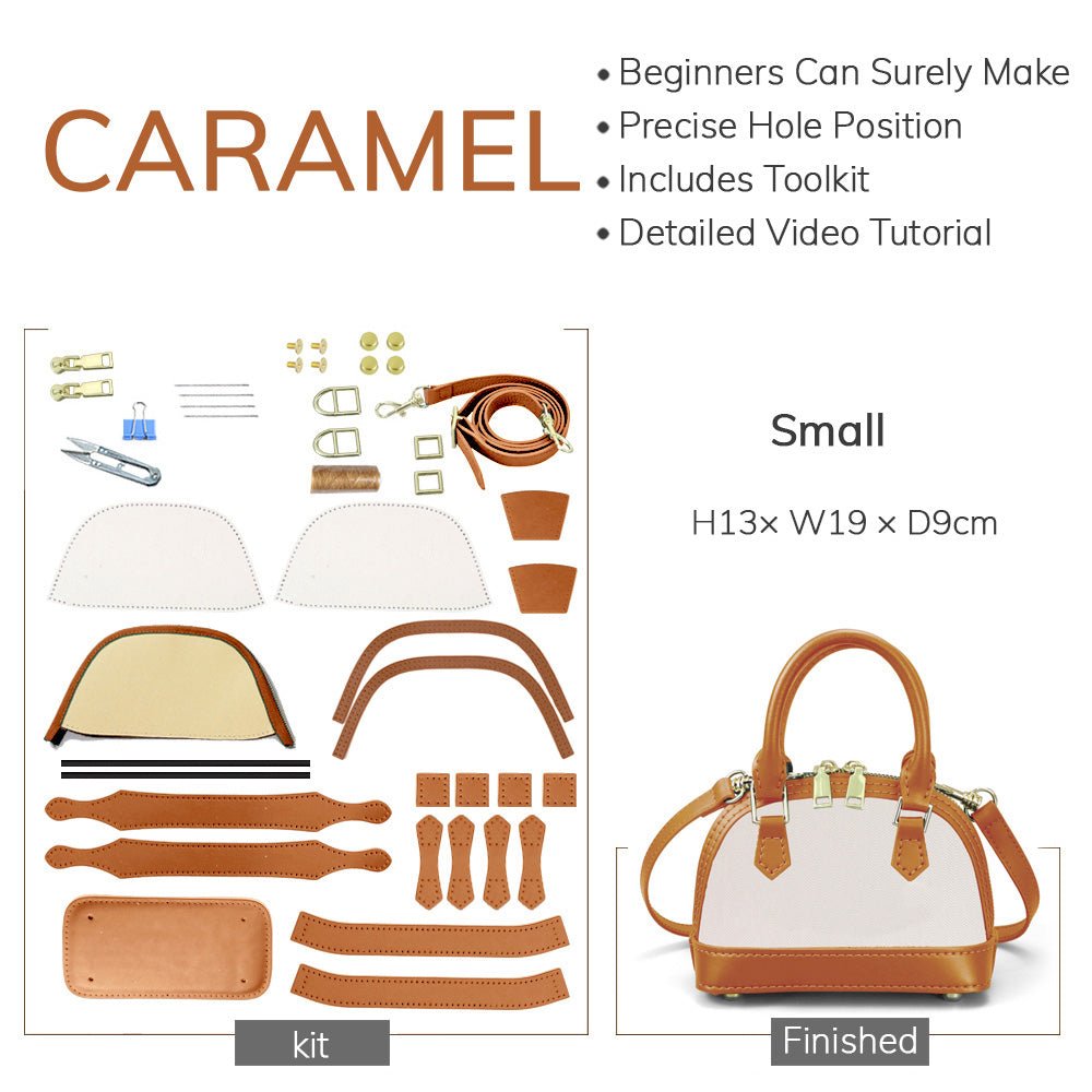 Customizable Panel Small Alma Handbag DIY Bag Kit – Babylon Leather - Babylon LeatherBabylon LeatherSYR43 - Caramel - Small & Self - Adhesive Glue - Color - Matched & With Fabric
