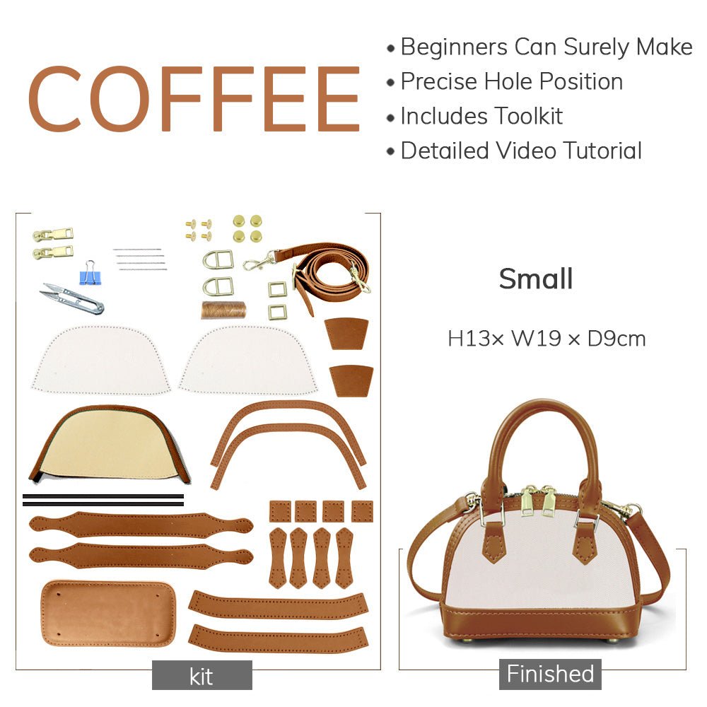 Customizable Panel Small Alma Handbag DIY Bag Kit – Babylon Leather - Babylon LeatherBabylon LeatherSYR43 - Coffee - Small & Self - Adhesive Glue - Color - Matched & With Fabric