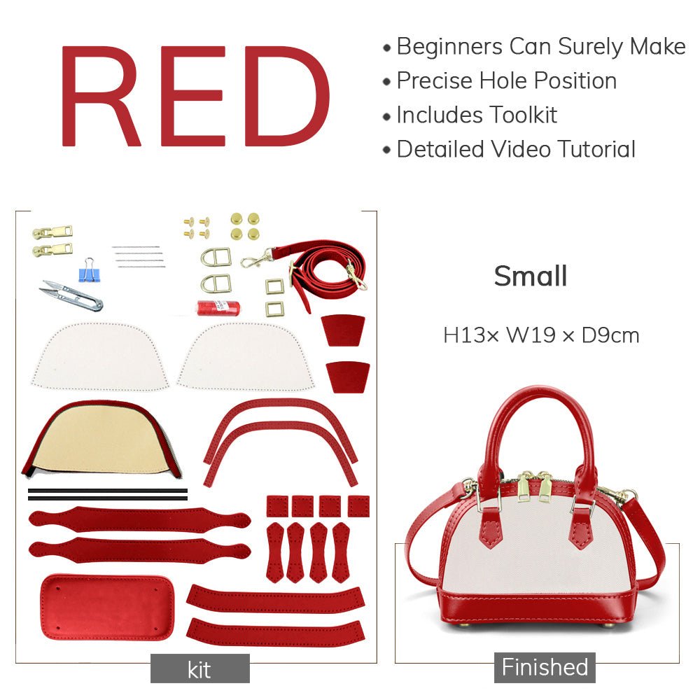 Customizable Panel Small Alma Handbag DIY Bag Kit – Babylon Leather - Babylon LeatherBabylon LeatherSYR43 - Red - Small & Self - Adhesive Glue - Color - Matched & With Fabric