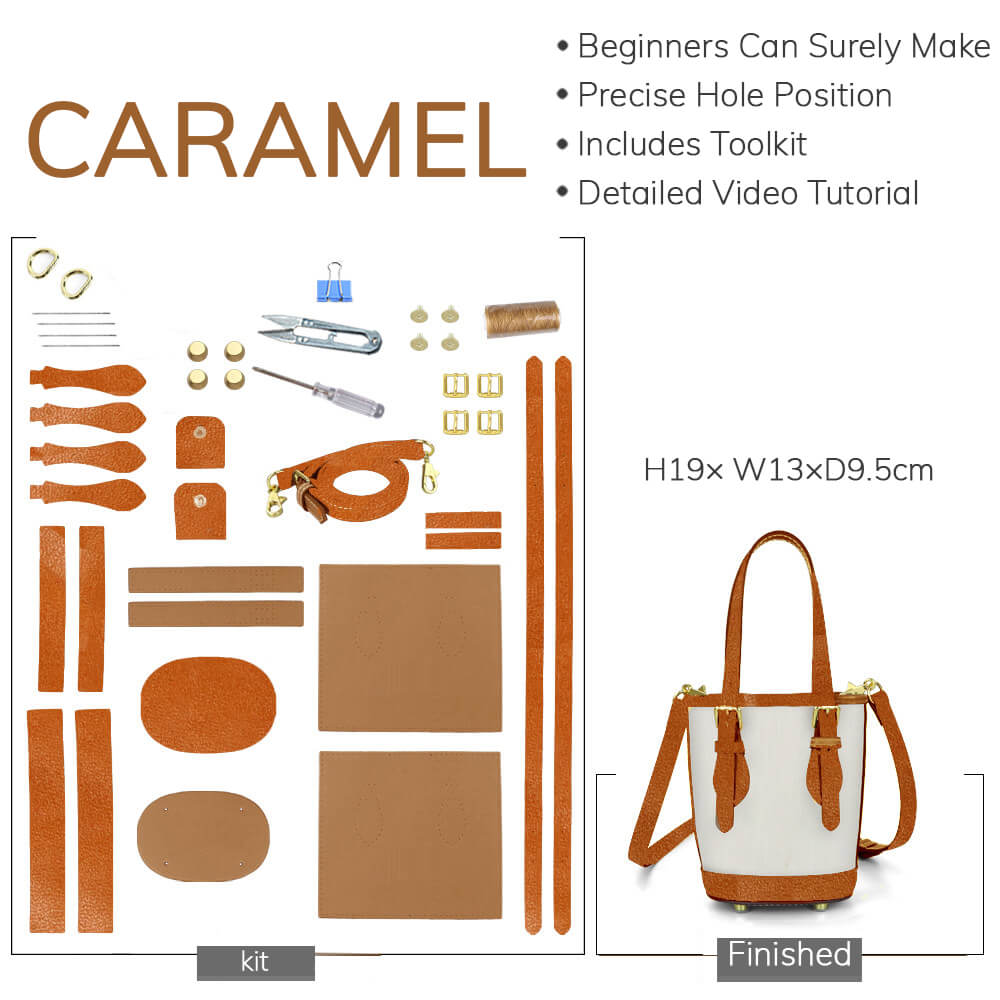 Customizable Panel Small Designer Bucket Bag DIY Kit – Babylon Leather - Babylon LeatherBabylon LeatherSYR27-Caramel-Heat-Activated Adhesive-Color-Matched With Fabric