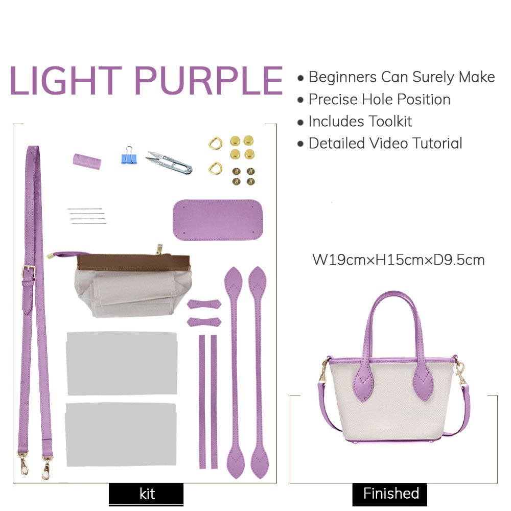 Customizable Panel Small Trapeze Tote Bag DIY Kit – Babylon Leather - Babylon LeatherBabylon LeatherSYR17 - Light Purple - Self - Adhesive Glue - Color - Matched
