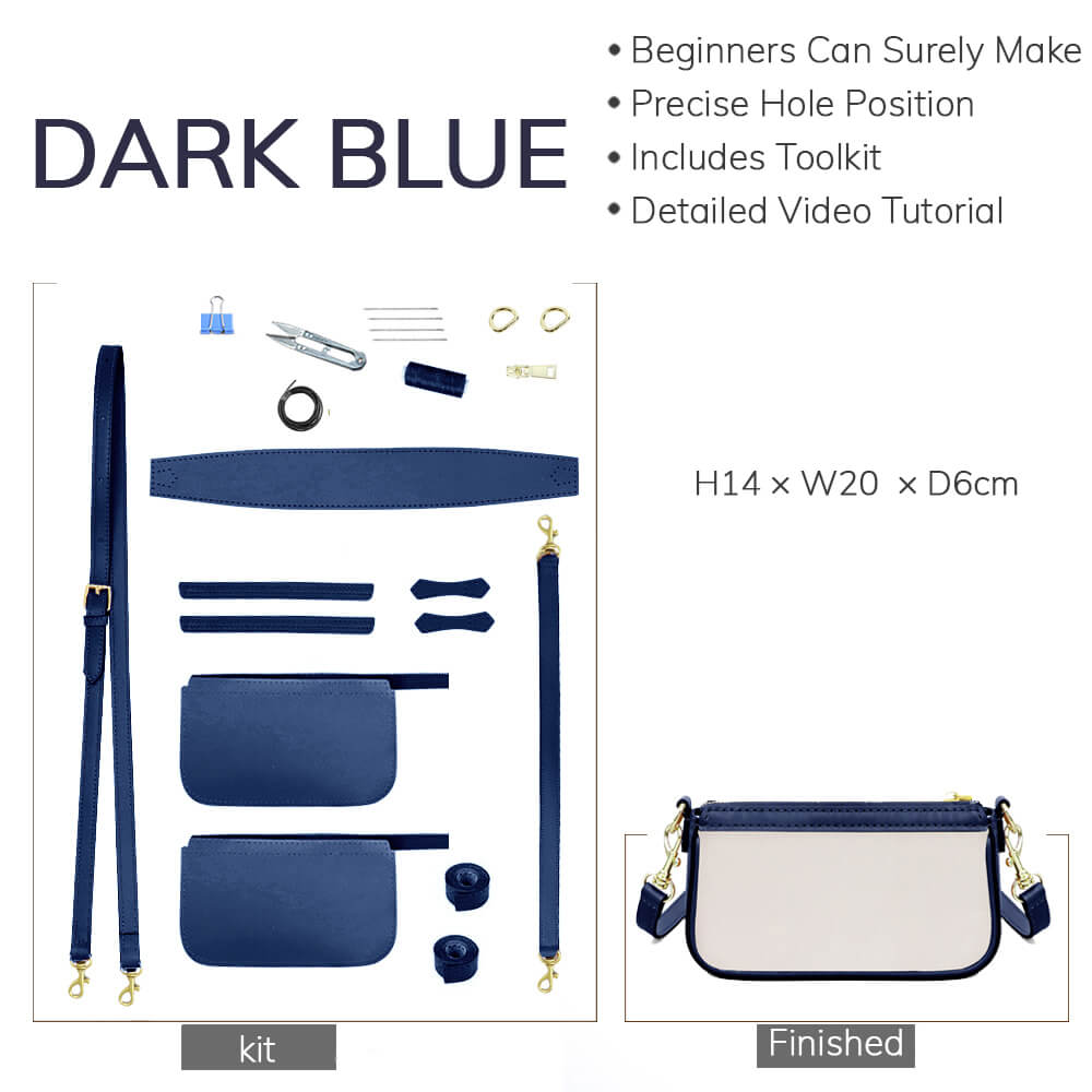 Customizable Panel Solid Crossbody Purse DIY Kit – Babylon Leather - Babylon LeatherBabylon LeatherSYR28 - Dark Blue - Self - Adhesive Glue - Color - Matched & With Fabric