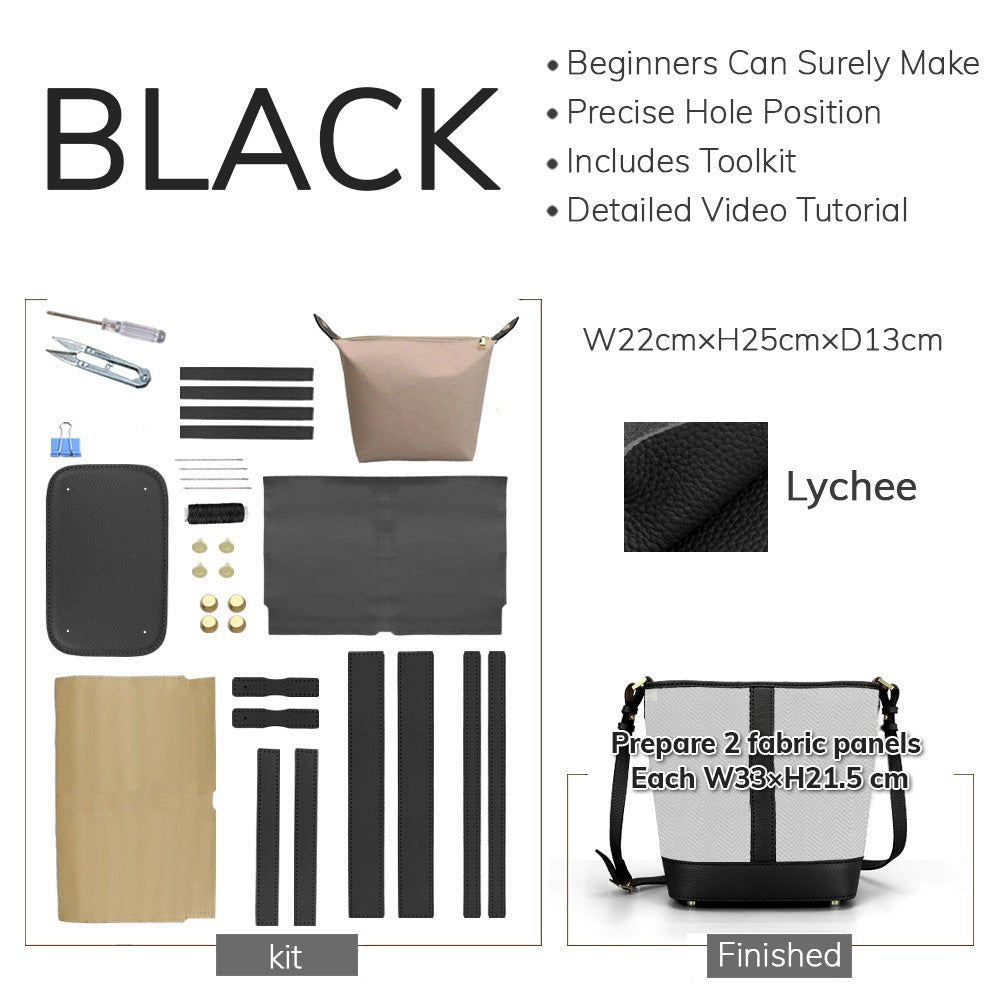 Customizable Panel Vertical Stripe Bucket Bag DIY Kit – Babylon Leather - Babylon LeatherBabylon LeatherSYR41 - Black - Self - Adhesive Glue - Color - Matched