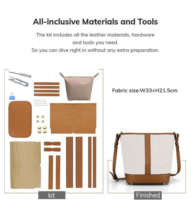 Customizable Panel Vertical Stripe Bucket Bag DIY Kit – Babylon Leather - Babylon LeatherBabylon LeatherSYR41 - Brown - Self - Adhesive Glue - Color - Matched