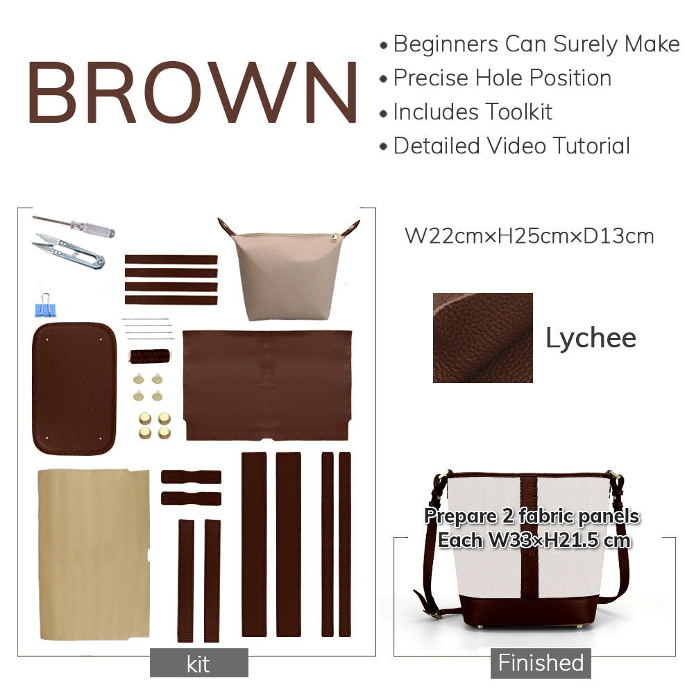 Customizable Panel Vertical Stripe Bucket Bag DIY Kit – Babylon Leather - Babylon LeatherBabylon LeatherSYR41 - Brown - Self - Adhesive Glue - Color - Matched
