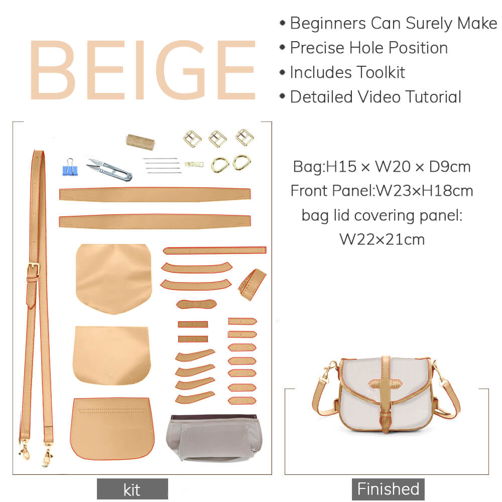 Customizable Panel Vintage Saddle Bag DIY Kit – Babylon Leather - Babylon LeatherBabylon LeatherSYR50 - Beige - Self - Adhesive Glue - Color - Matched & With Fabric