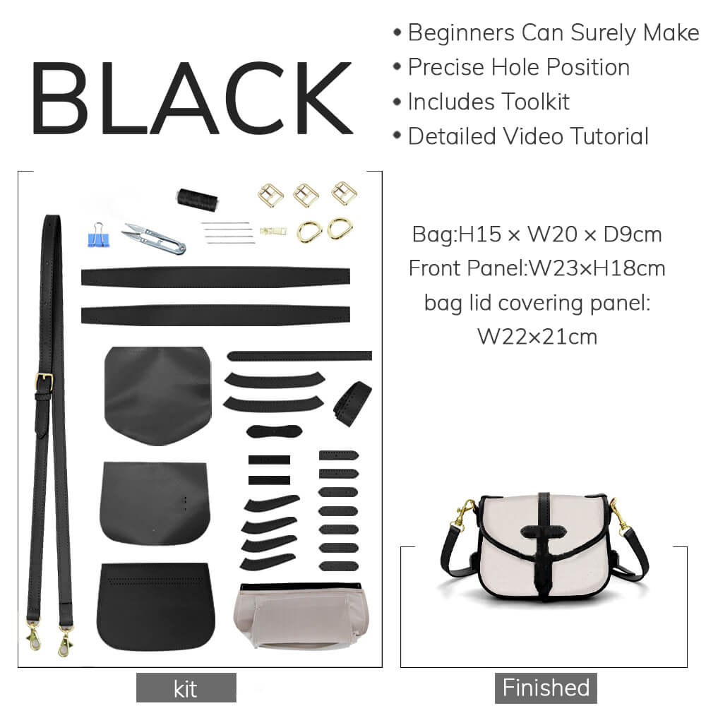 Customizable Panel Vintage Saddle Bag DIY Kit – Babylon Leather - Babylon LeatherBabylon LeatherSYR50 - Black - Self - Adhesive Glue - Color - Matched & With Fabric