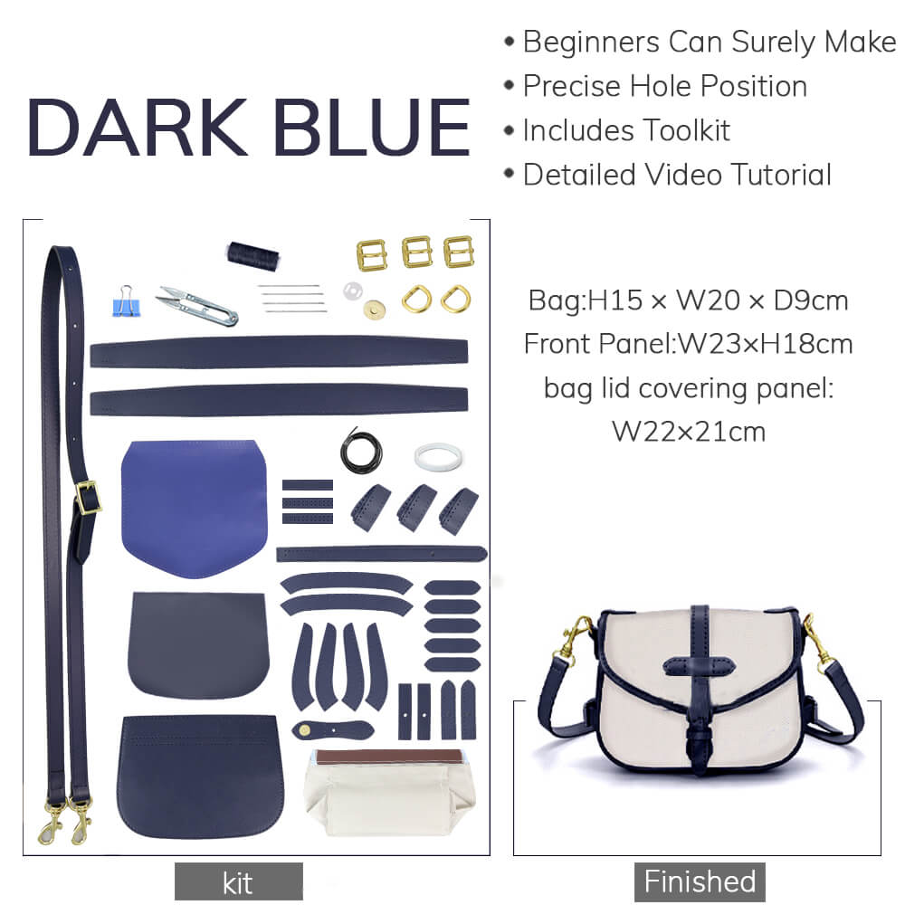Customizable Panel Vintage Saddle Bag DIY Kit – Babylon Leather - Babylon LeatherBabylon LeatherSYR50 - Dark Blue - Self - Adhesive Glue - Color - Matched & With Fabric