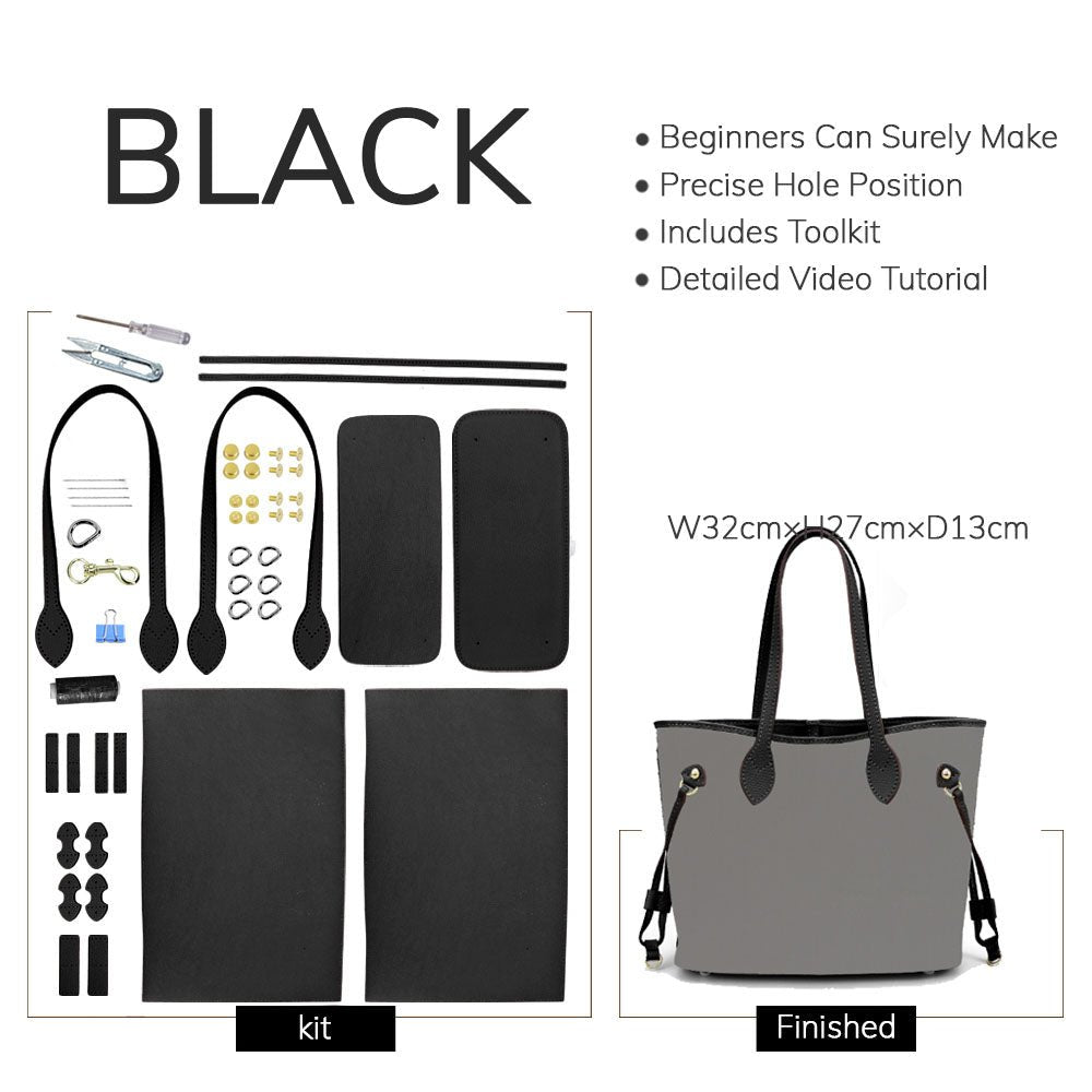 Customizable Panel Women’s Leather Tote Bag DIY Kit – Babylon Leather - Babylon LeatherBabylon LeatherSYR16 - Black - Heat - Activated Adhesive - Color - Matched