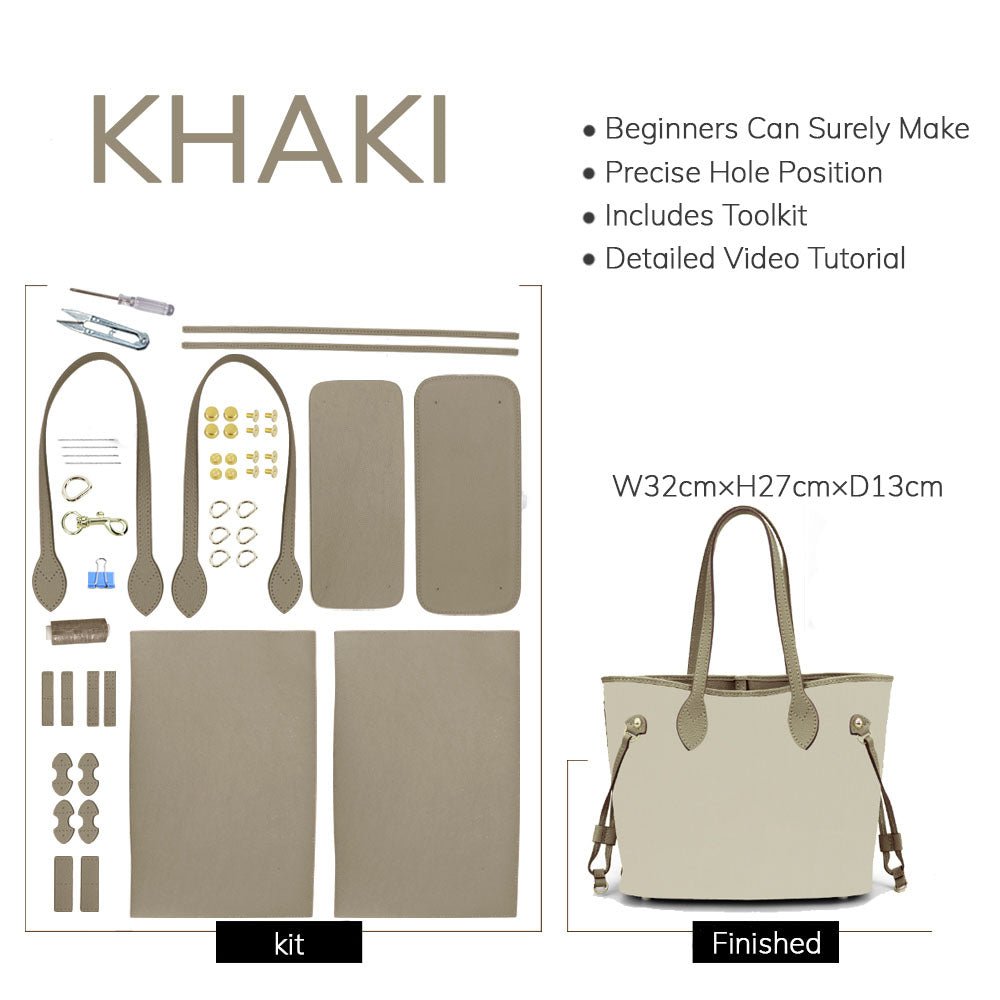 Customizable Panel Women’s Leather Tote Bag DIY Kit – Babylon Leather - Babylon LeatherBabylon LeatherSYR16 - Khaki - Heat - Activated Adhesive - Color - Matched