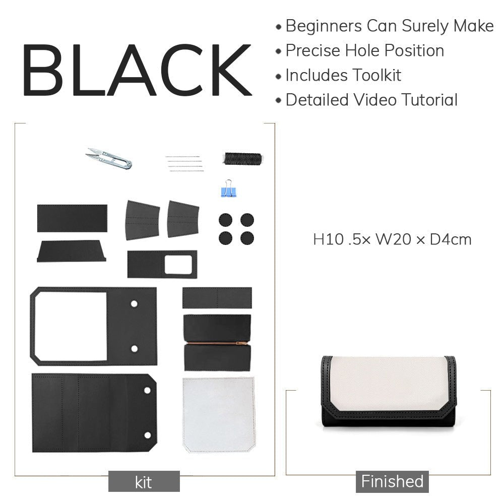 Customizable Panel Women’s Long Wallet Kit – Babylon Leather - Babylon LeatherBabylon LeatherSYR39 - Black - Self - Adhesive Glue - Color - Matched & With Fabric