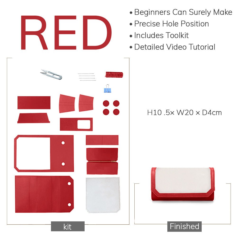 Customizable Panel Women’s Long Wallet Kit – Babylon Leather - Babylon LeatherBabylon LeatherSYR39 - Red - Self - Adhesive Glue - Color - Matched & With Fabric