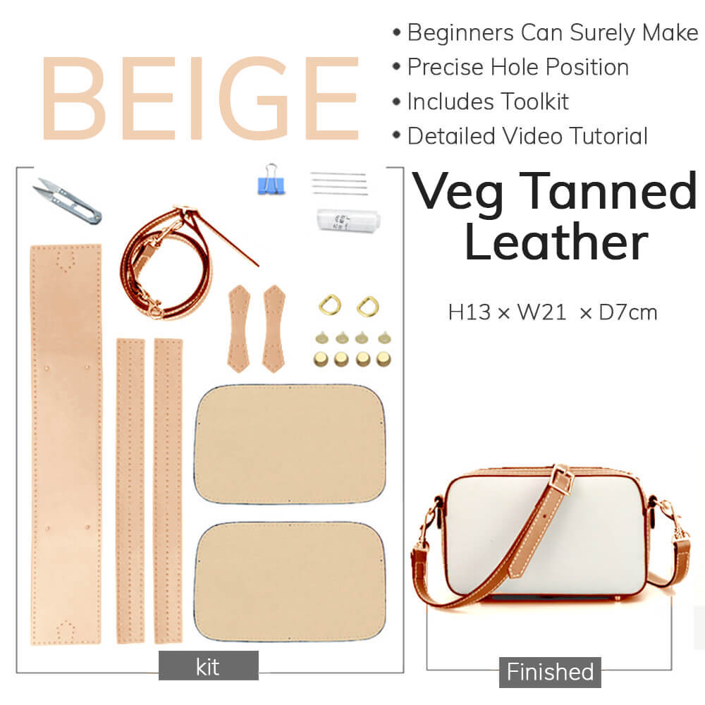 Customizable Panel Zip Crossbody Bag DIY Kit – Babylon Leather - Babylon LeatherBabylon LeatherSYR12 - Beige - Self - Adhesive Glue - Color - Matched