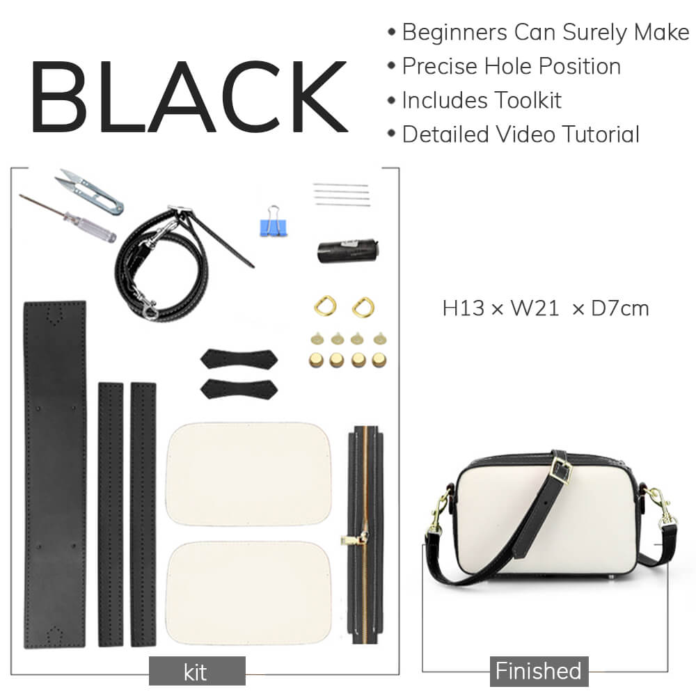 Customizable Panel Zip Crossbody Bag DIY Kit – Babylon Leather - Babylon LeatherBabylon LeatherSYR12 - Black - Self - Adhesive Glue - Color - Matched