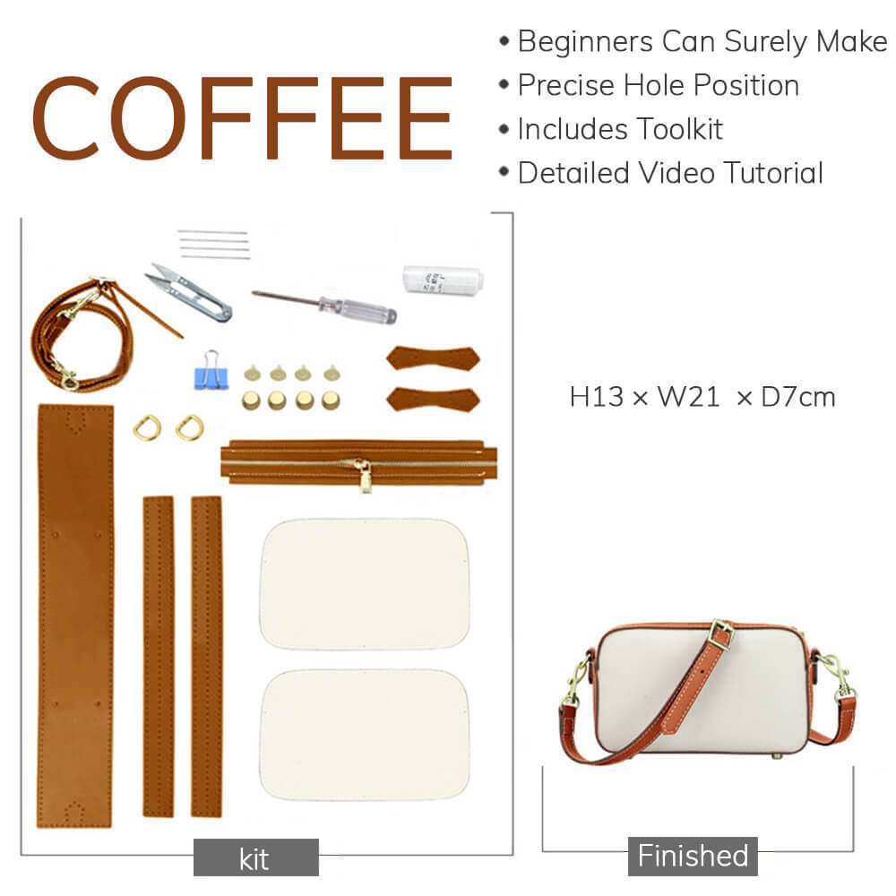 Customizable Panel Zip Crossbody Bag DIY Kit – Babylon Leather - Babylon LeatherBabylon LeatherSYR12 - Coffee - Self - Adhesive Glue - Color - Matched