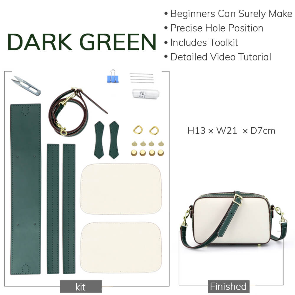 Customizable Panel Zip Crossbody Bag DIY Kit – Babylon Leather - Babylon LeatherBabylon LeatherSYR12 - Dark Green - Self - Adhesive Glue - Color - Matched