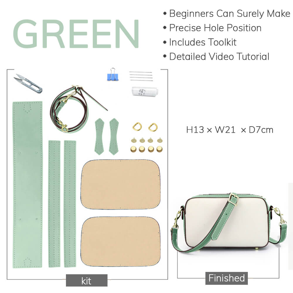 Customizable Panel Zip Crossbody Bag DIY Kit – Babylon Leather - Babylon LeatherBabylon LeatherSYR12 - Green - Self - Adhesive Glue - Color - Matched