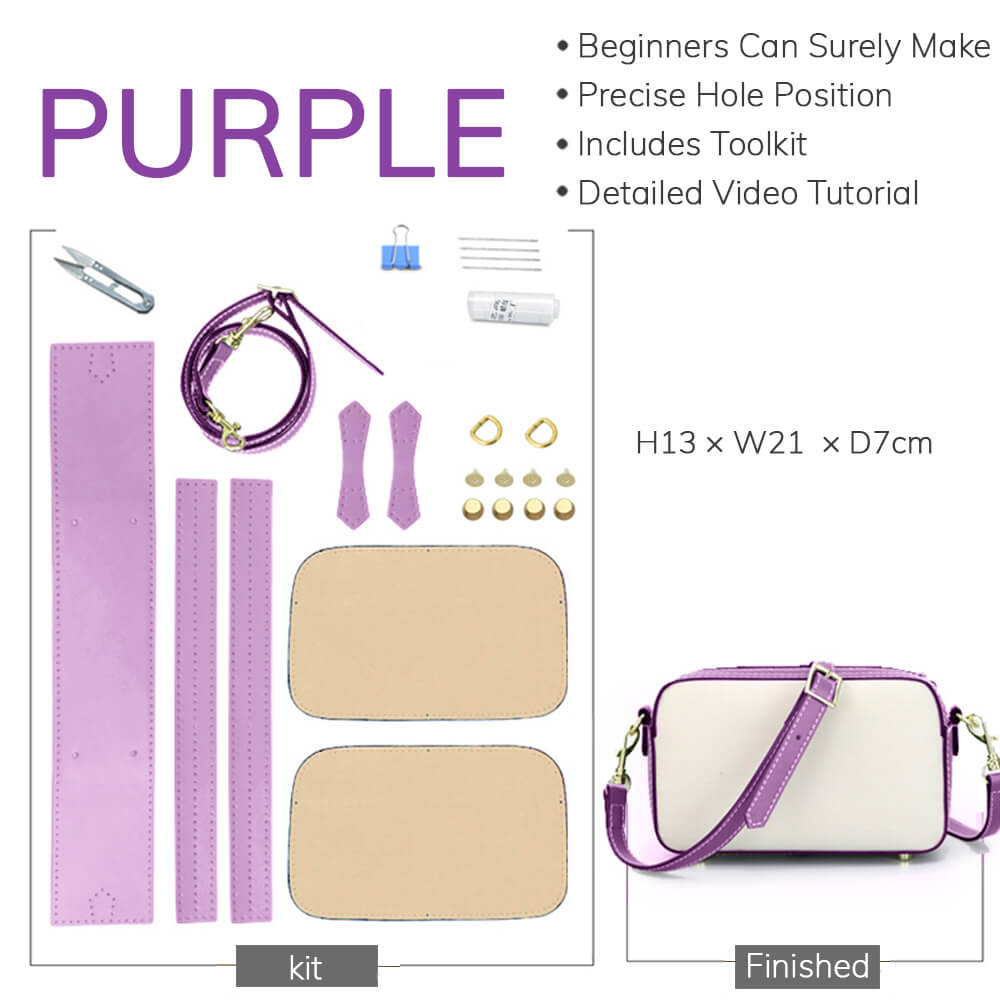 Customizable Panel Zip Crossbody Bag DIY Kit – Babylon Leather - Babylon LeatherBabylon LeatherSYR12 - Purple - Self - Adhesive Glue - Color - Matched