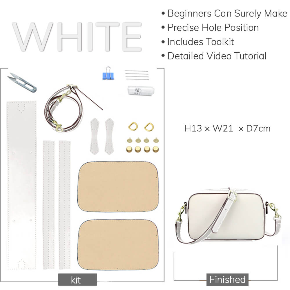 Customizable Panel Zip Crossbody Bag DIY Kit – Babylon Leather - Babylon LeatherBabylon LeatherSYR12 - White - Self - Adhesive Glue - Color - Matched