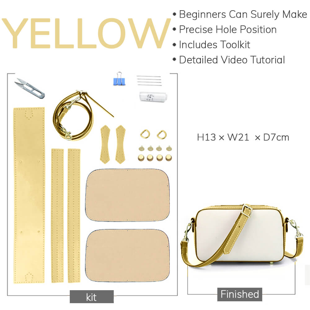 Customizable Panel Zip Crossbody Bag DIY Kit – Babylon Leather - Babylon LeatherBabylon LeatherSYR12 - Yellow - Self - Adhesive Glue - Color - Matched