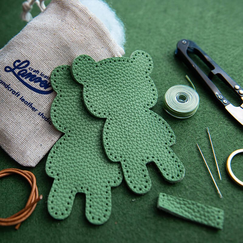 Cute Bear DIY Keychain Charm Kit – Babylon Leather - Babylon LeatherBabylon LeatherLZ83-Green-No Horseshoe Buckle