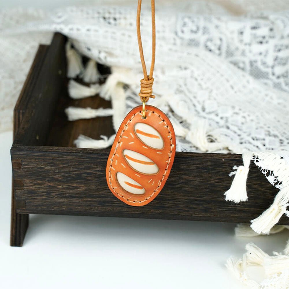 Cute Bread Leather Keychain Charm – Babylon Leather - Babylon LeatherBabylon LeatherLL45-Brown
